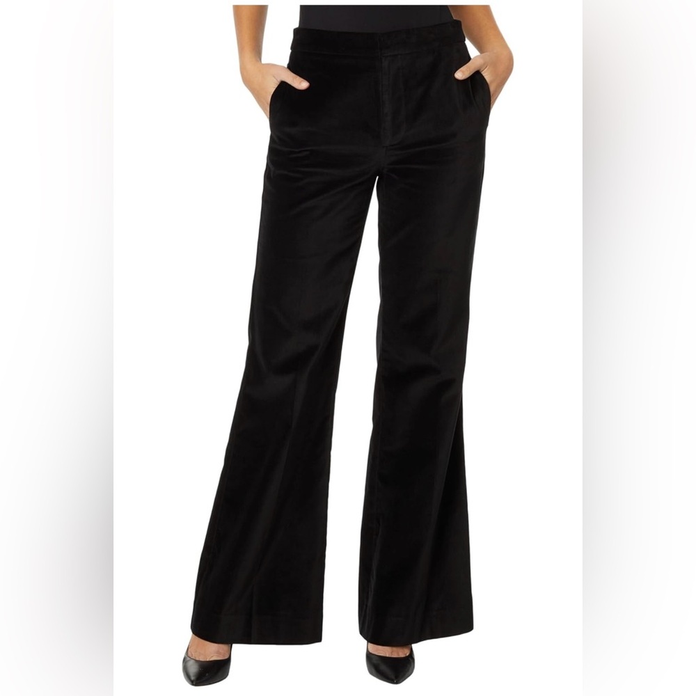 NWT 7 For All Mankind Tailored Modern Dojo Velvet Pants Wide Leg Black Size 31